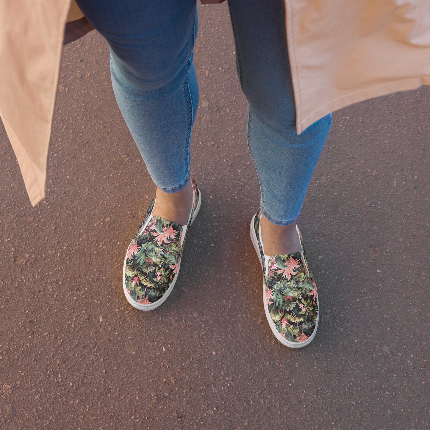 Pink Palm slip-on shoes